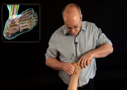 Doug performing nerve mobilization on the foot.