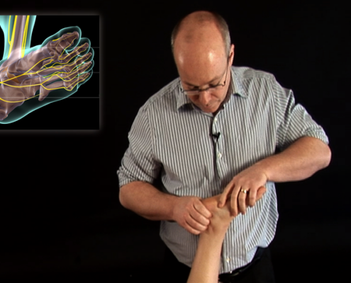 Doug performing nerve mobilization on the foot.