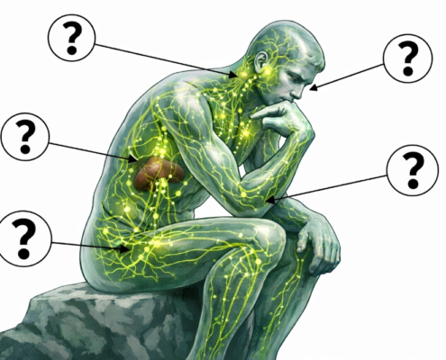 the lymphatic system with question marks