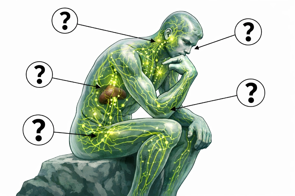 the lymphatic system with question marks